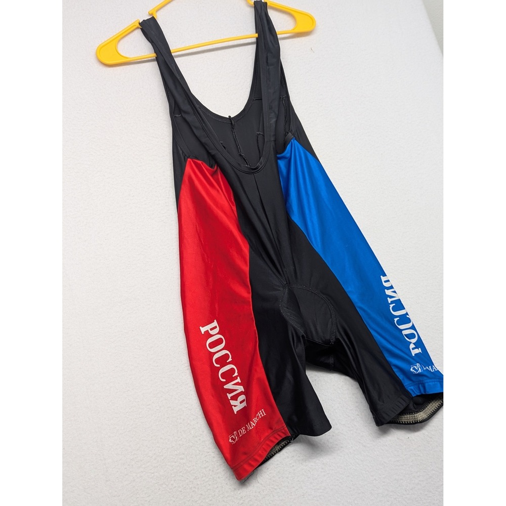 De Marchi Russia Cycling Bib Shorts Mens Large Black Red Blue Padded Made Italy
